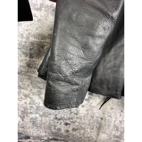 Vtg Name of Quality Products Leather Men L/XL Black Motorcycle Jacket Eagle Tag